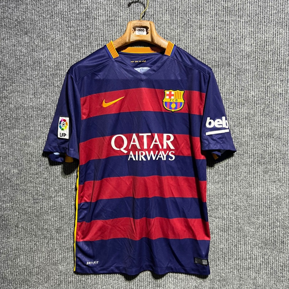 Nike FC Barcelona Soccer Jersey Men Large Blue Neymar Jr 11 Home Kit 2015-16